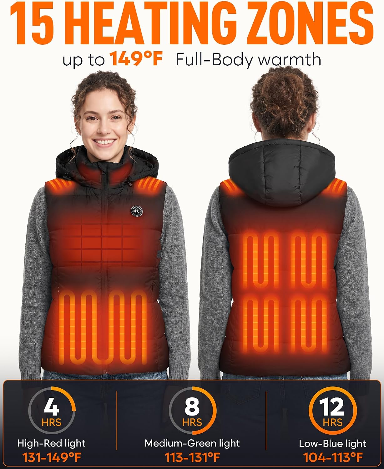 Detalle de Women's Heated Vest with 15 Heating Zones