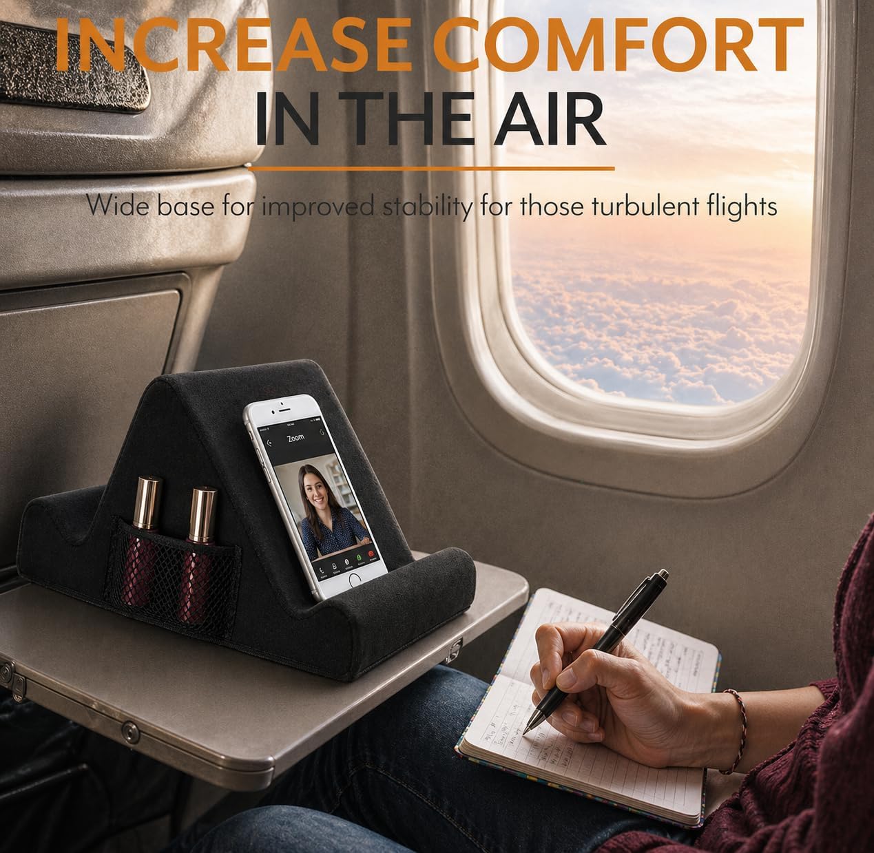 Detalle de Brookstone Tablet Lap Cushion: Hands-Free Tablet & Phone Holder for Bed, Travel, and Everyday Reading