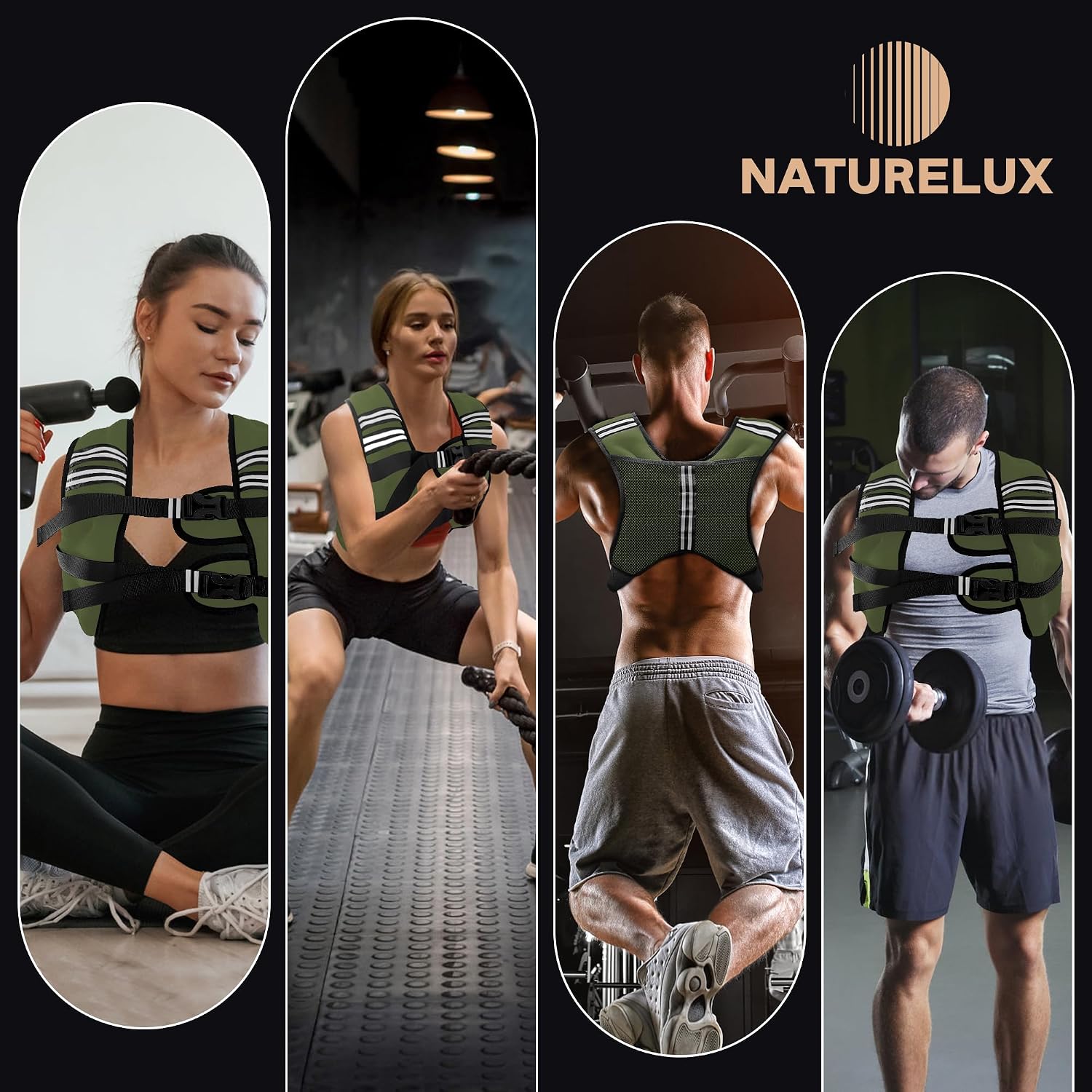 Thumbnail 6 de NATURELUX 25 lb Weighted Vest with Reflective Strips and Adjustable Fit