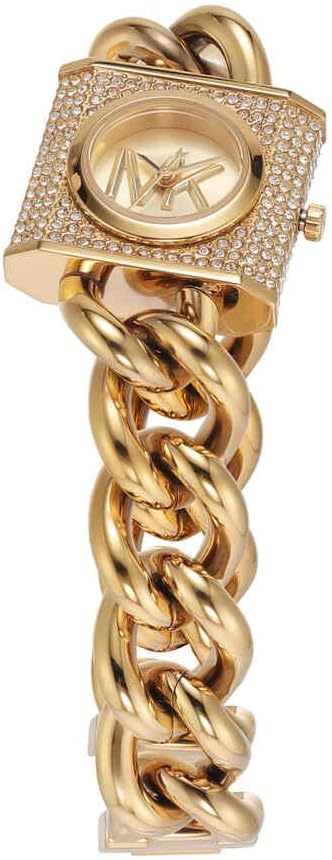 Thumbnail 3 de Michael Kors Orologio da donna MK Chain Lock – Cassa rettangolare in acciaio inox dorato