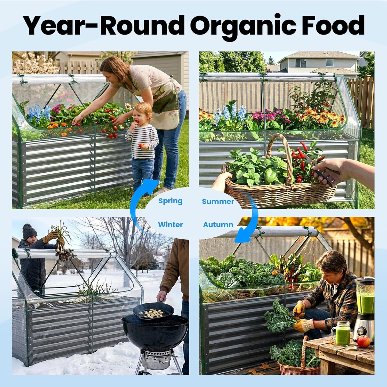 Detalle de Quictent Raised Garden Bed Galvanized Raised Beds with Cover (6x3x2 ft)