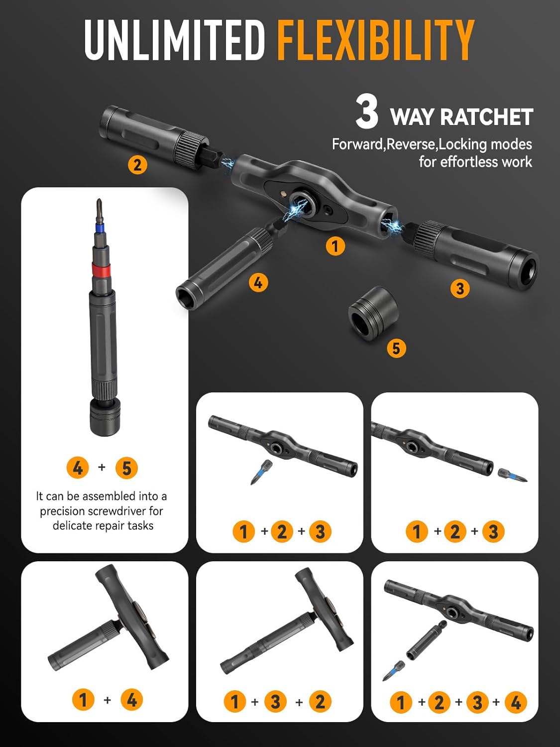 Detalle de KELIN 68 in 1 Magnetic Ratchet Screwdriver Set