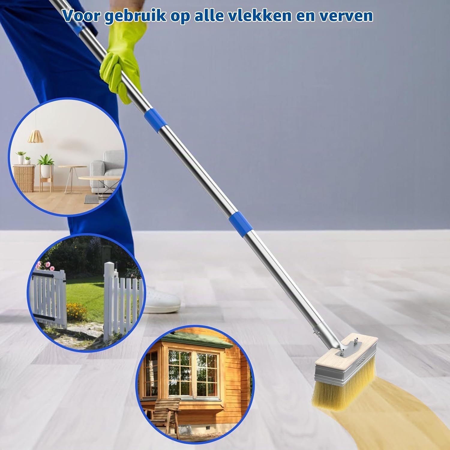 Thumbnail 3 de InemzTal IT-10304934-FBA dekverfkwast met lange steel en 2 opzetborstels