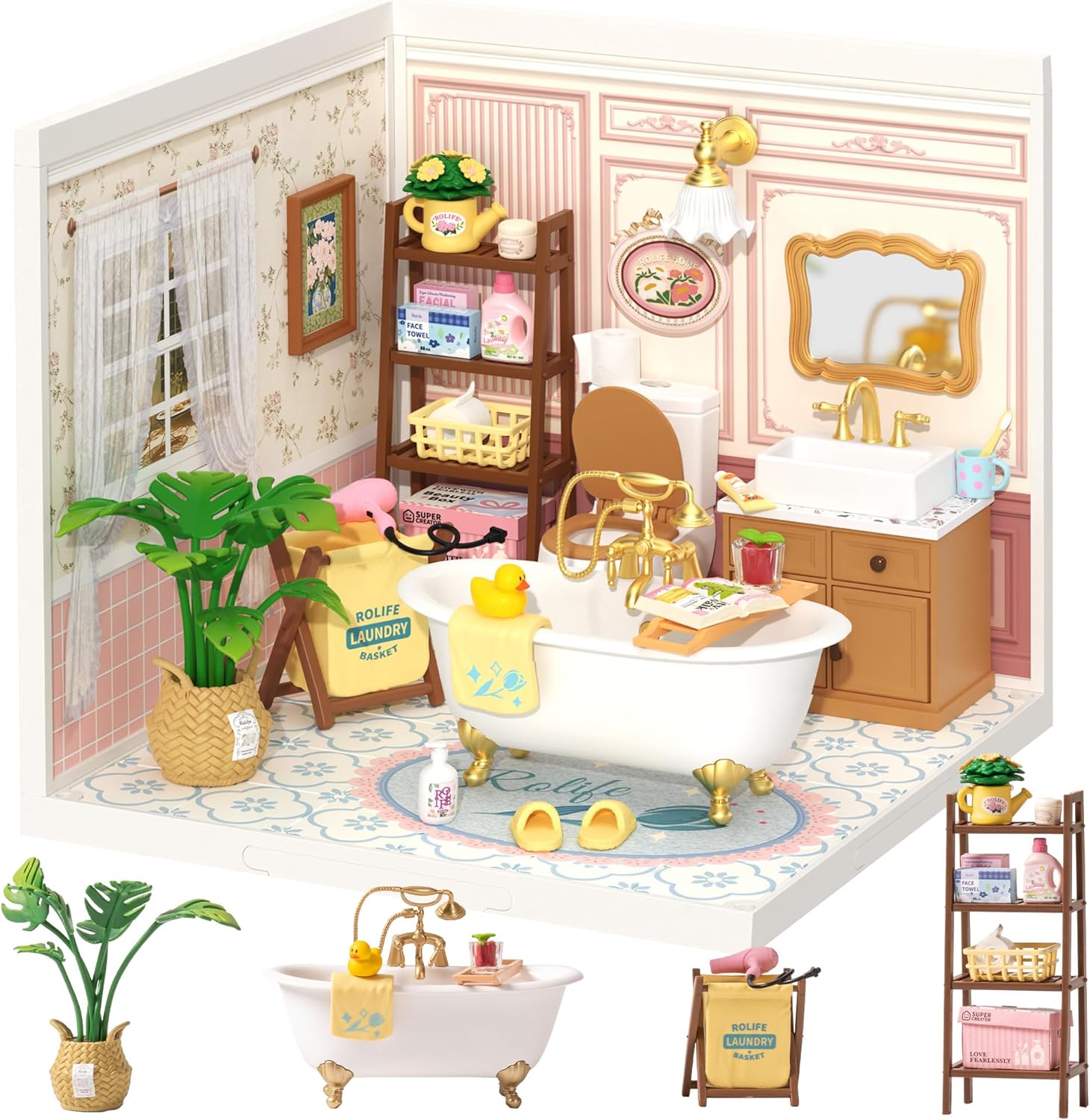 Rolife Super Creator DIY Miniature House „Pop Bubble Bathroom“ – Miniatur-Haus Bausatz zum Selberbauen