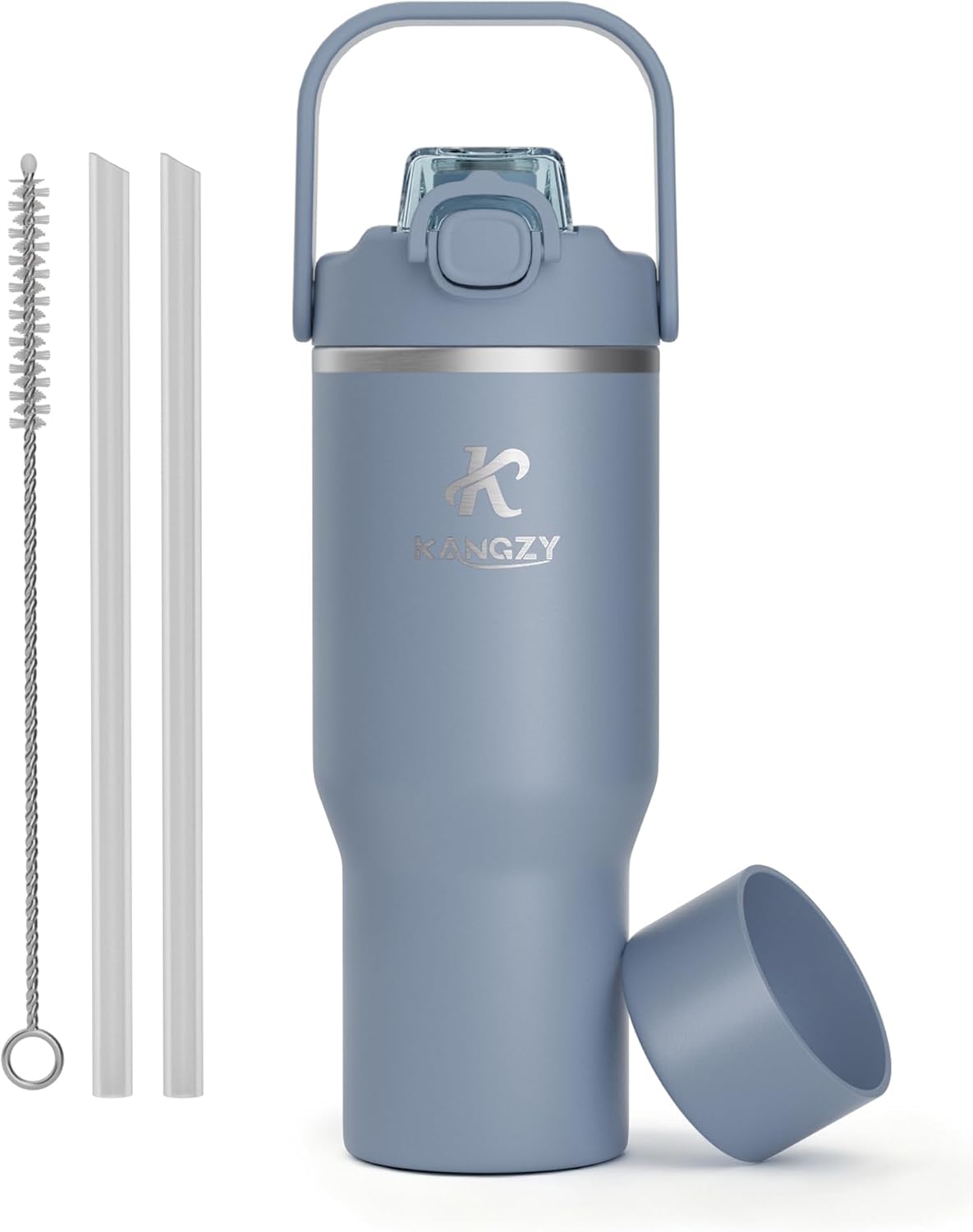 Detalle de KANGZY 1L/32oz Metal Water Bottle with Straw and Spout Lid – Vacuum Insulated Stainless Steel Flask