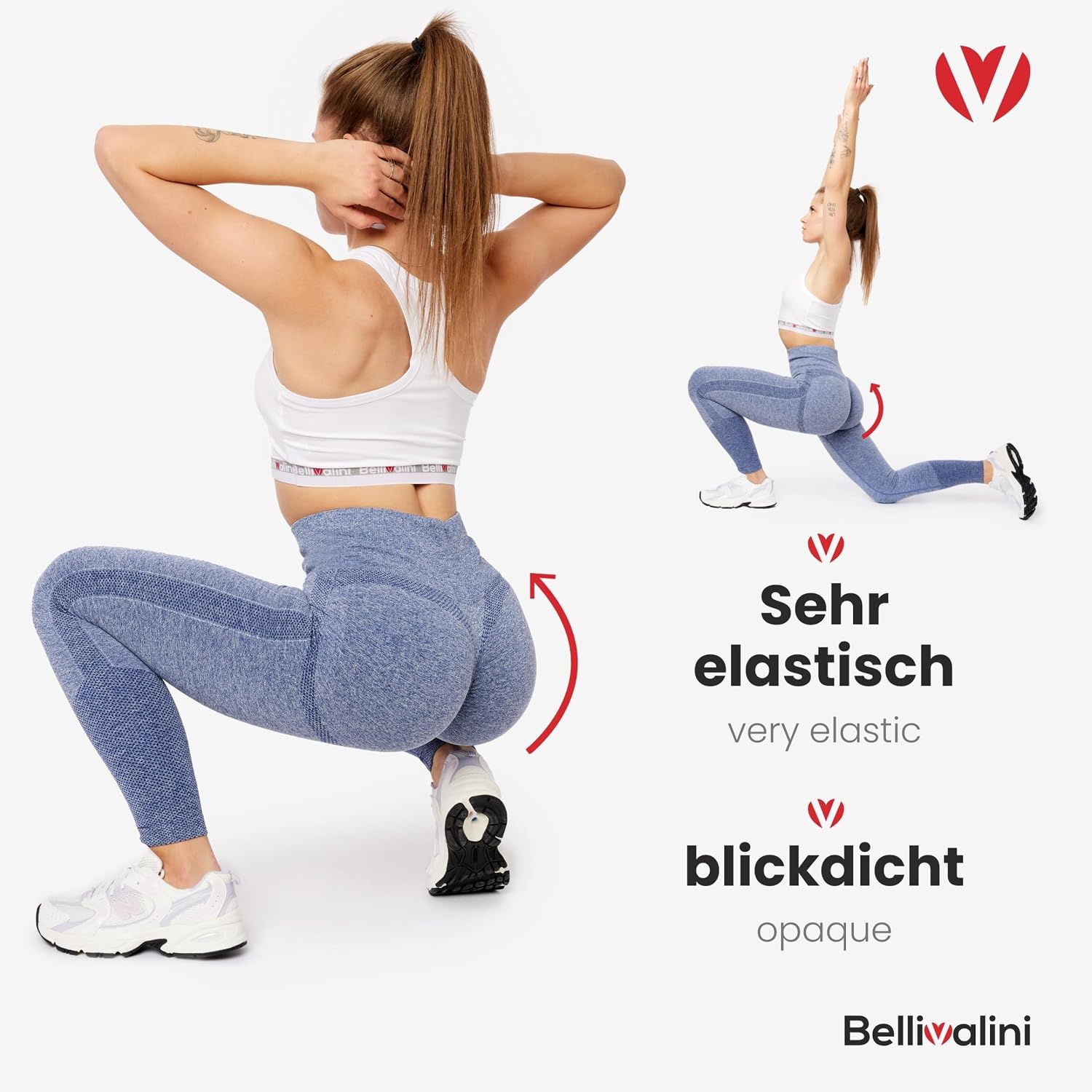 Detalle 2 de Bellivalini BLV50-254 sportlegging voor dames met hoge taille en scrunch