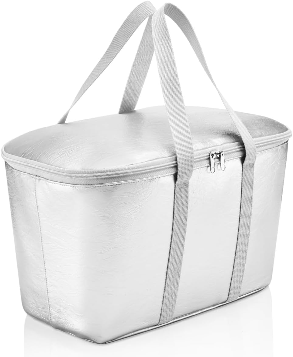 Detalle de reisenthel coolerbag Silver Crackle – Kühltasche aus hochwertigem Polyestergewebe, 20 L