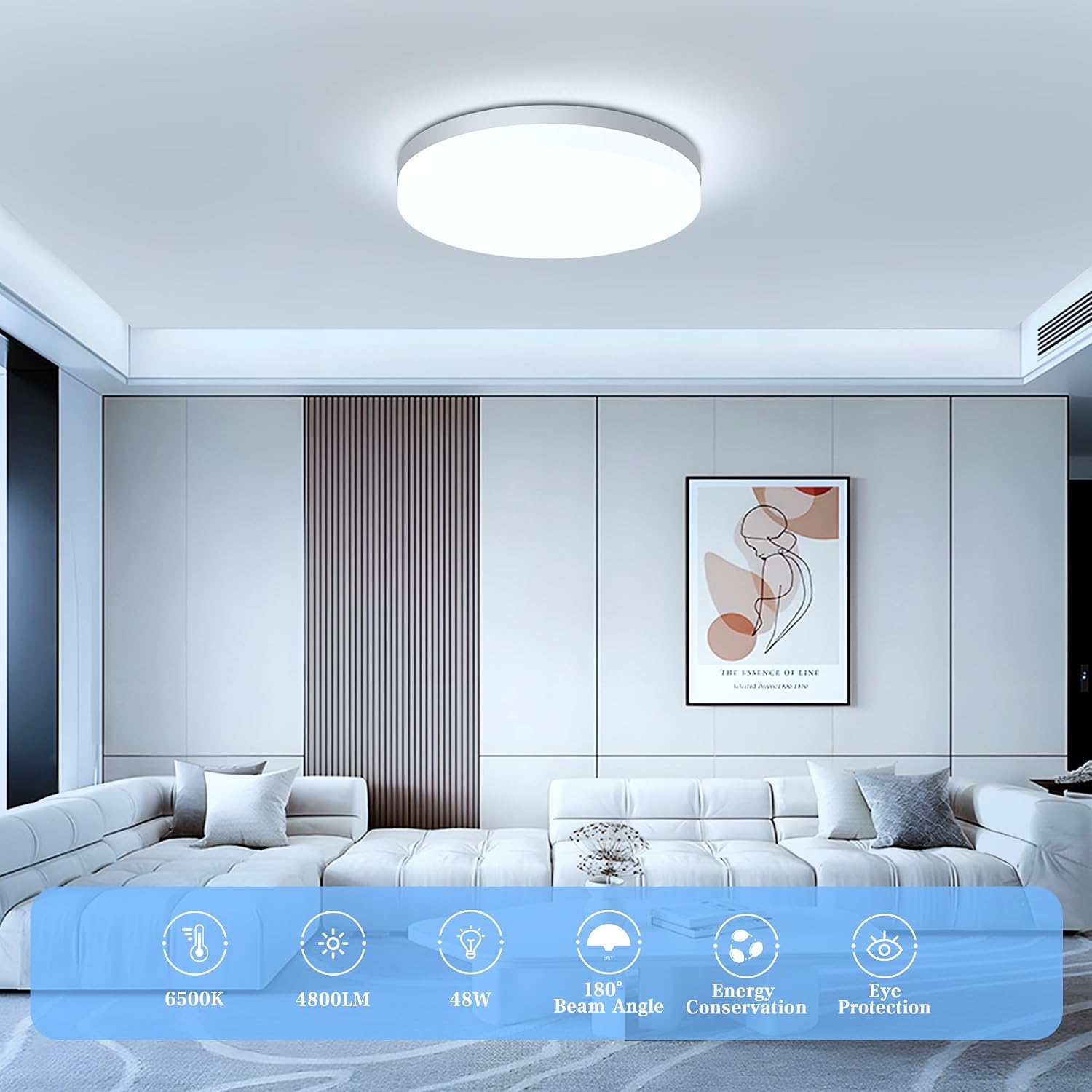 Detalle de EASY EAGLE LCLDBDYX30B ronde led-plafondlamp 48 W, 4.800 lm, IP44, Ø 30 cm