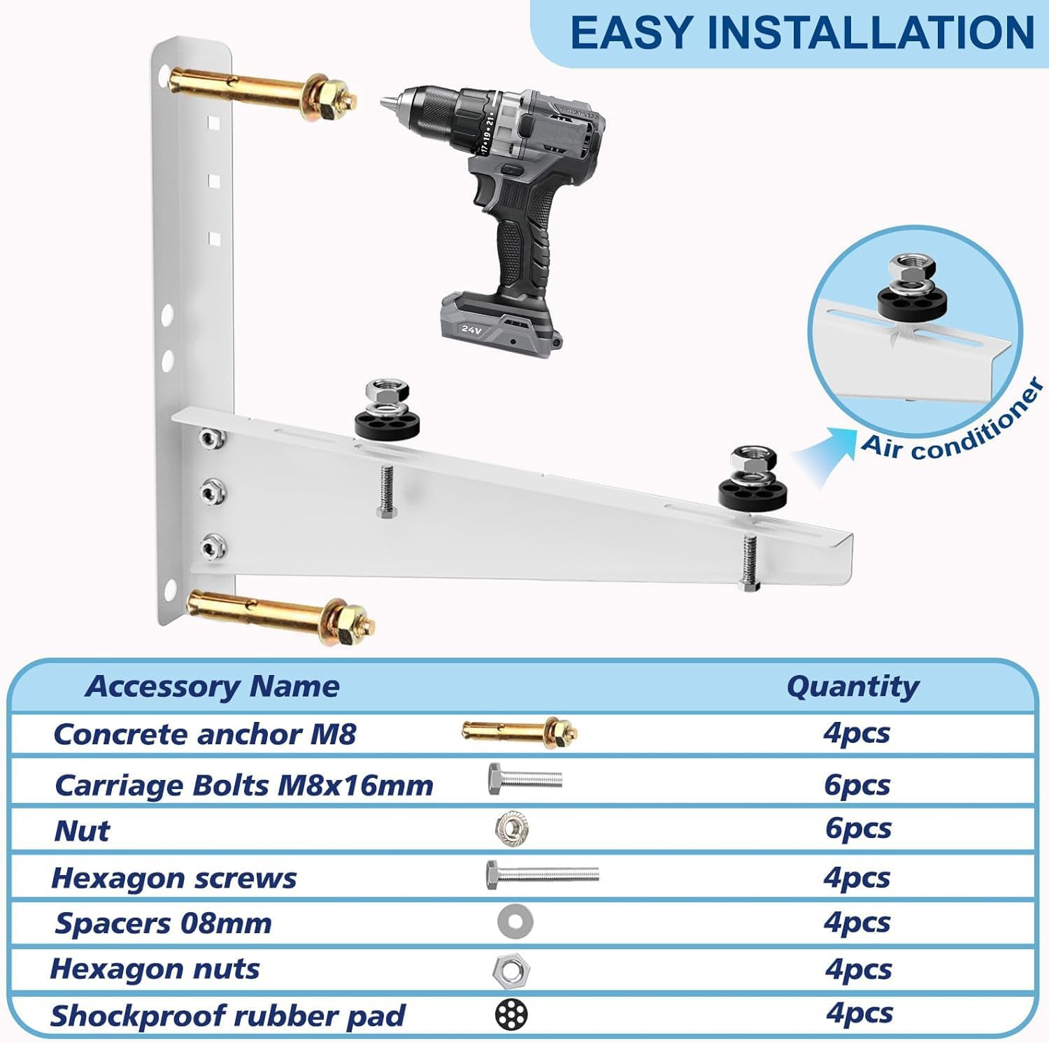 Detalle de Ogival Mini Split Bracket: Heavy-Duty Wall Mount for 9,000–18,000 BTU AC Units