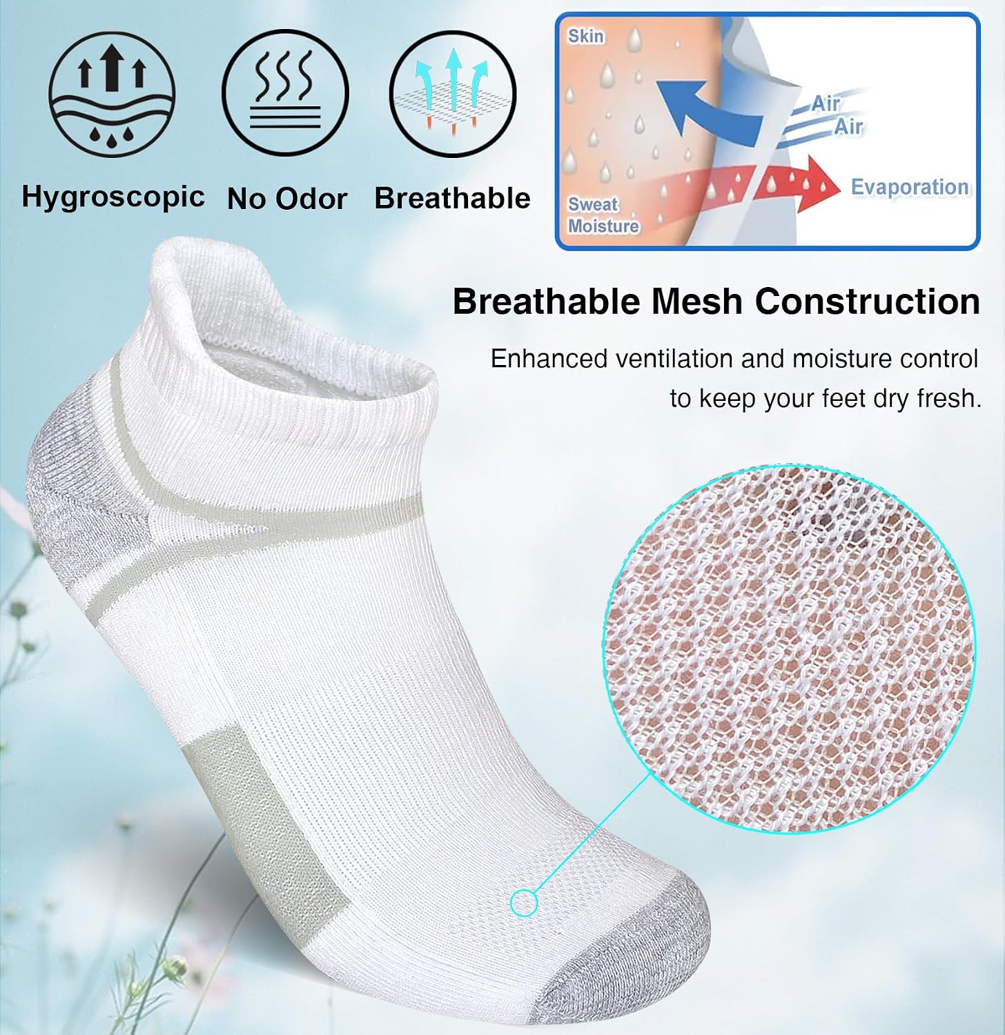 Detalle 2 de suaskk Anti-Blister Running Socks, 5 Pairs