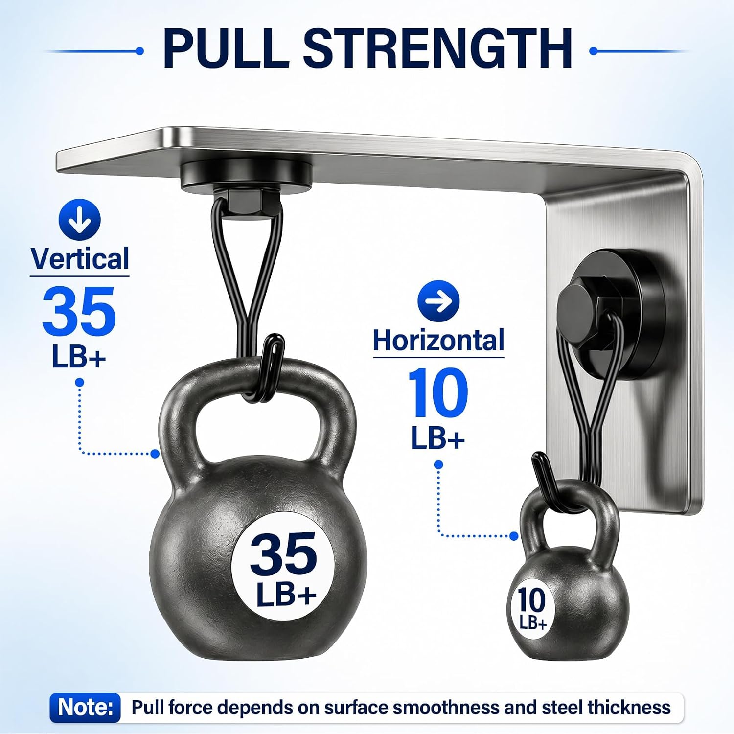 Detalle de FINDMAG Magnetic Hooks, 6-Pack, 180° Swivel, 35 lb Vertical Capacity