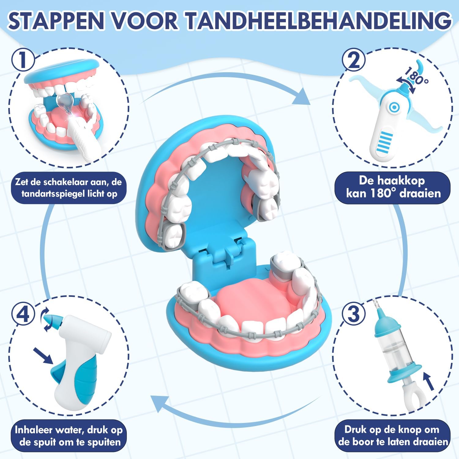 Detalle 2 de Lehoo Castle DK-004 doktersset met tandartsspeelgoed en verkleedkleding
