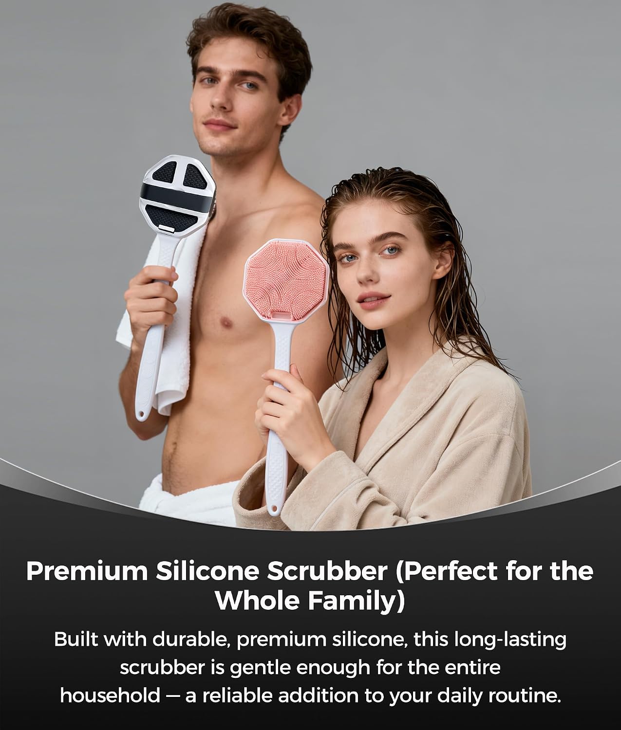 Thumbnail 6 de EaTubano H-1029 Silicone Back Scrubber Set, Long Handle, 2-Pack
