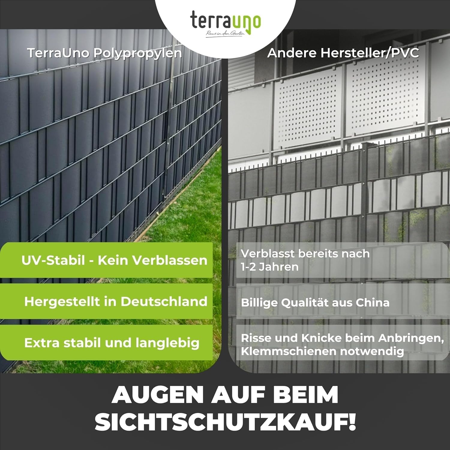 Thumbnail 2 de TerraUno Sichtschutzstreifen RAL 7040, 10 Streifen