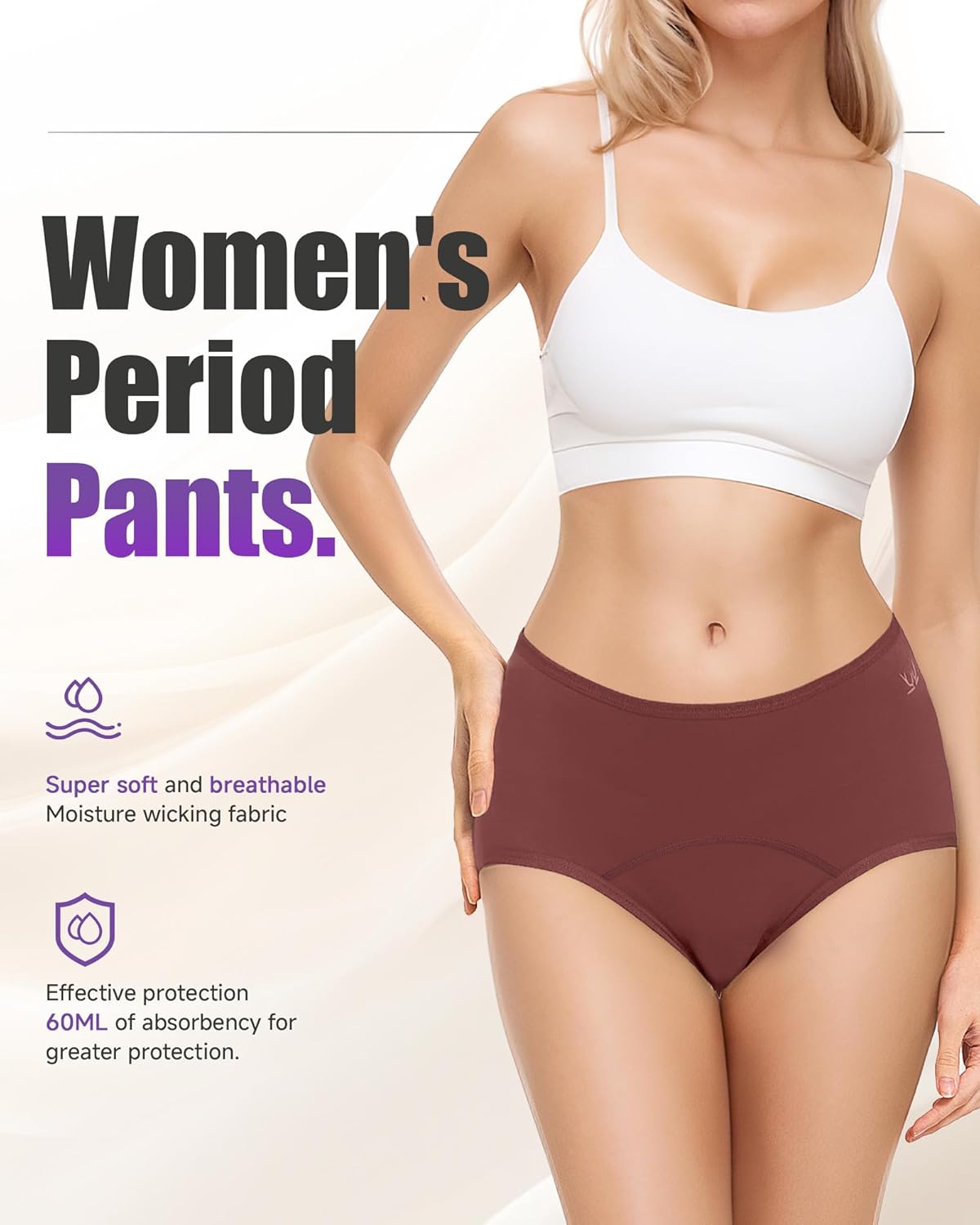 Detalle de TANSTC Culotte Menstruelle en Coton – Lot de 3, Protection 24h et Anti-Fuite
