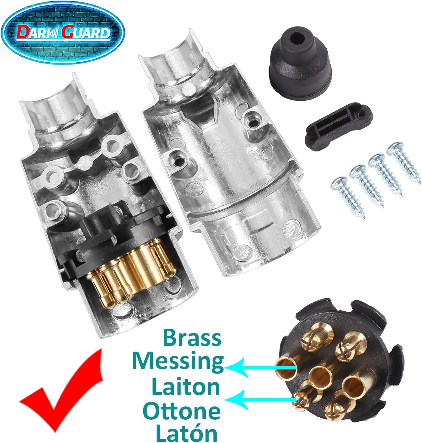 Thumbnail 2 de DARKGUARD 7pin Trailer Plug — Metal ISO1724 12v, Waterproof Caravanning Connector (DG7PM-1)