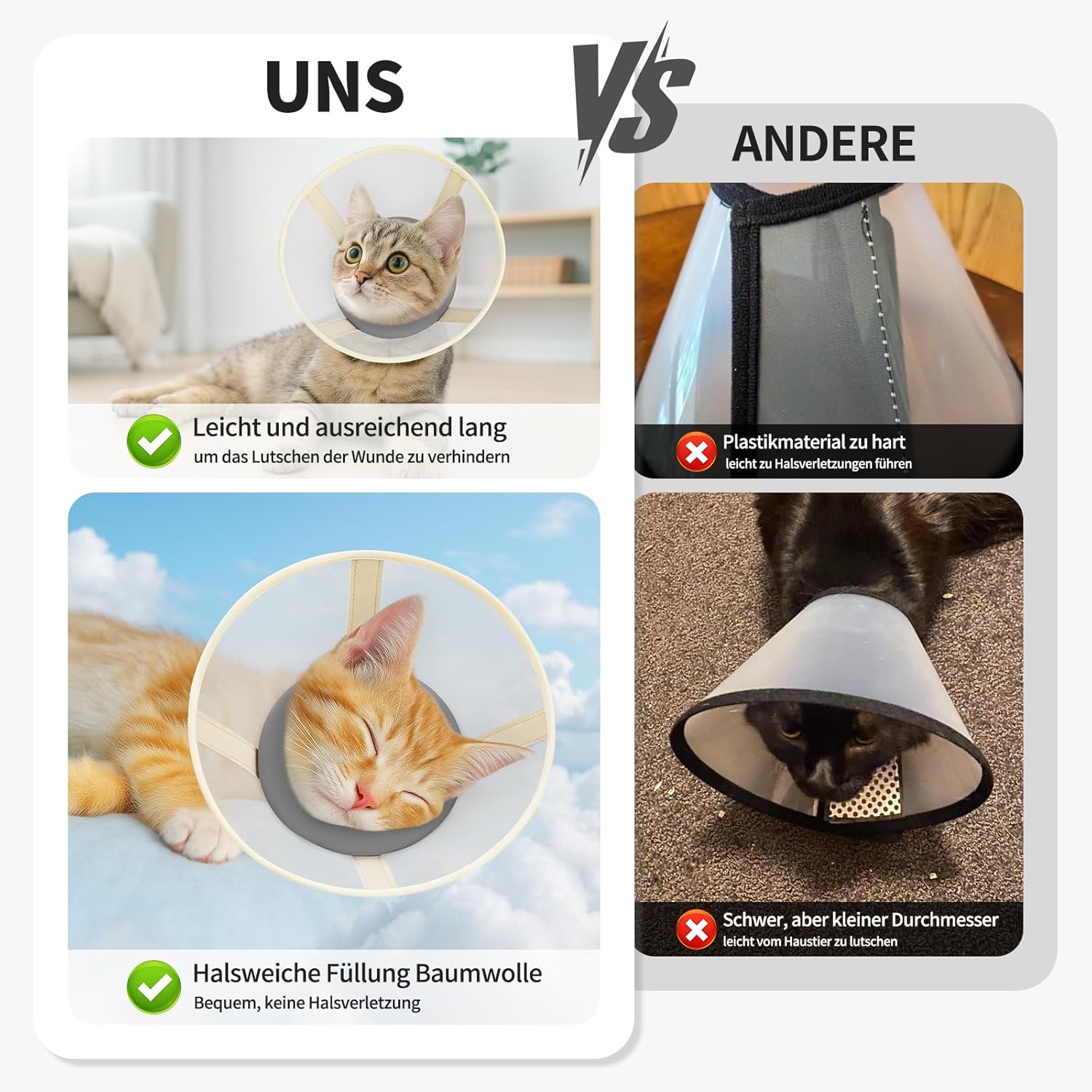 Thumbnail 1 de Supet luftdurchlässige weiche Halskrause für Katzen (Grau, XS) – Alternative zur Plastik-Elizabethankrause