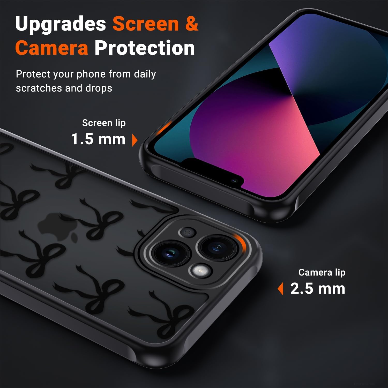 Thumbnail 4 de XTCASE Coque iPhone 13 Mini Papillon Noir – TPU/PC Transparent et Antichoc, Protection Caméra et Anti-Jaunissement