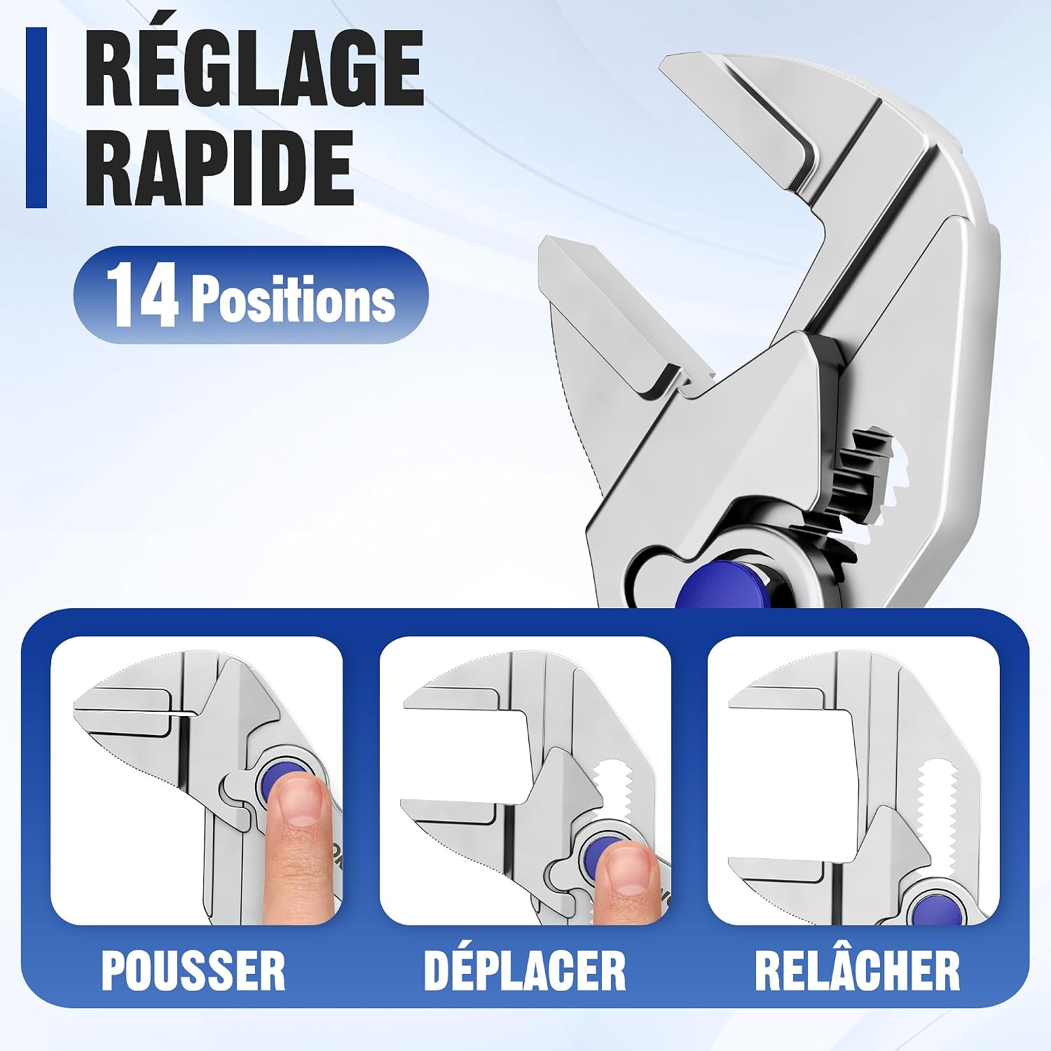 Detalle 2 de WORKPRO W031503A mini-tangsleutel van 100 mm met parallelle bekken