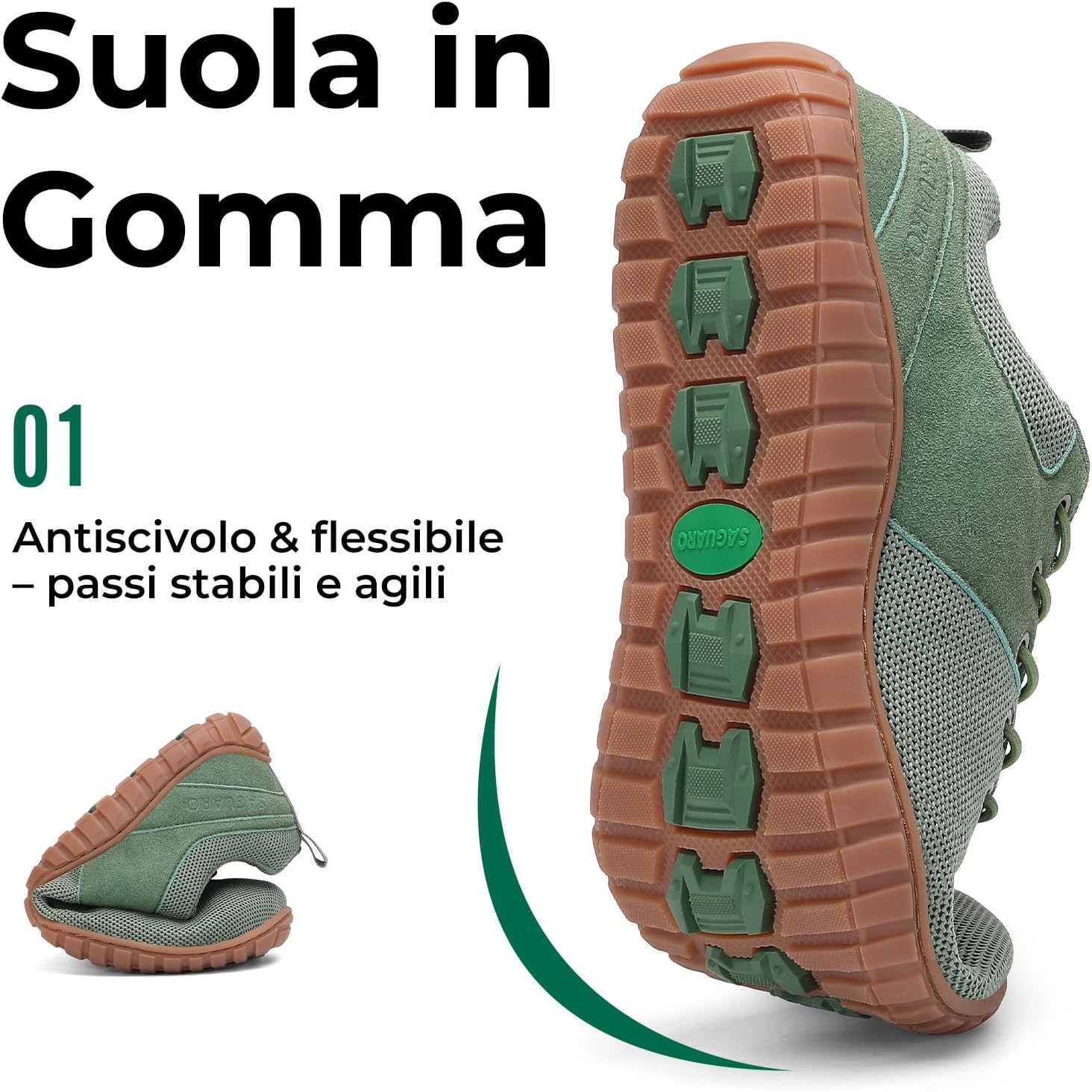 Detalle de Saguaro Unisex Scarpe Barefoot Sportive Punta Larga – versatili per camminata e uso quotidiano