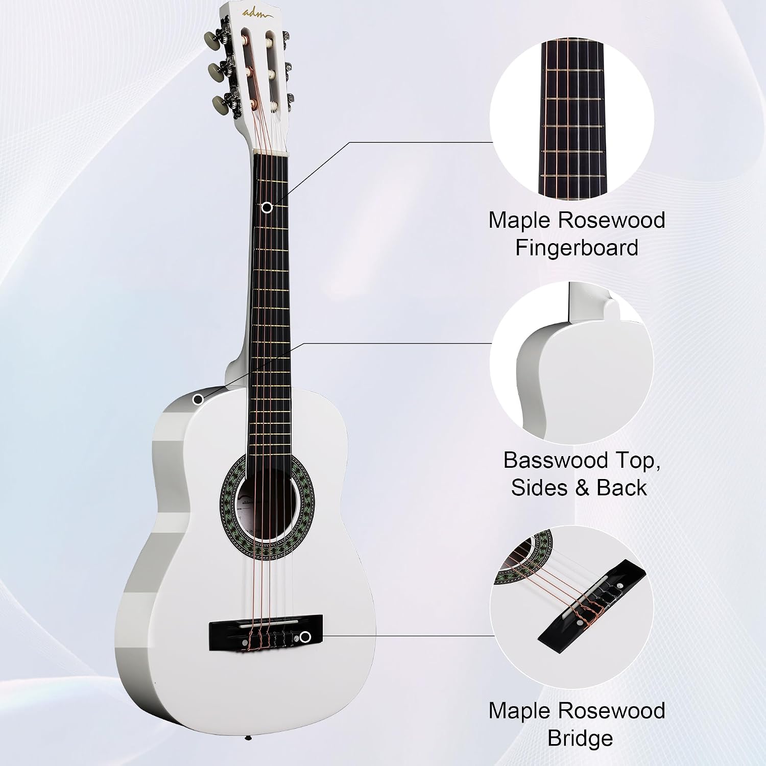 Thumbnail 2 de ADM Beginner Acoustic Classical Guitar, 30-Inch
