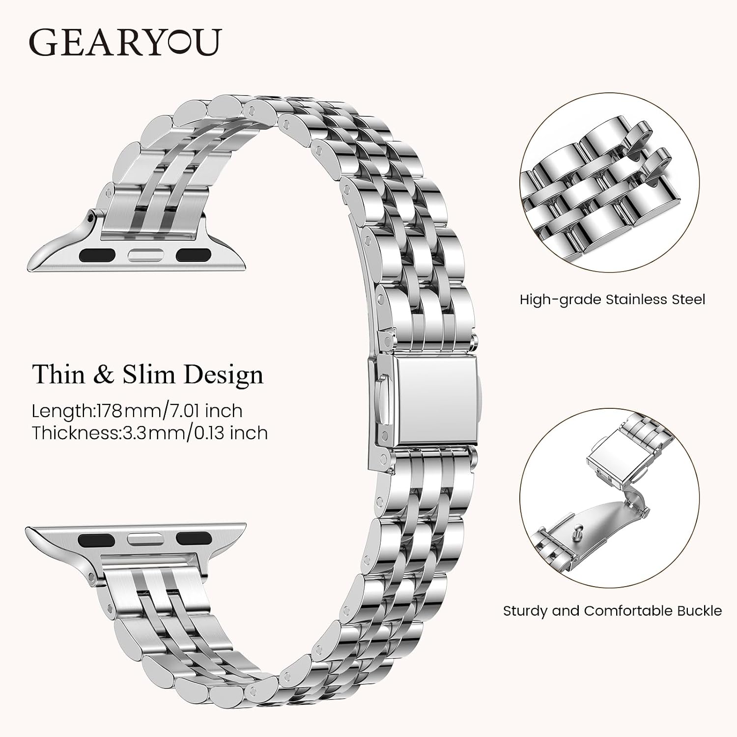 Thumbnail 2 de GEARYOU Slim Stainless Steel Strap 40mm
