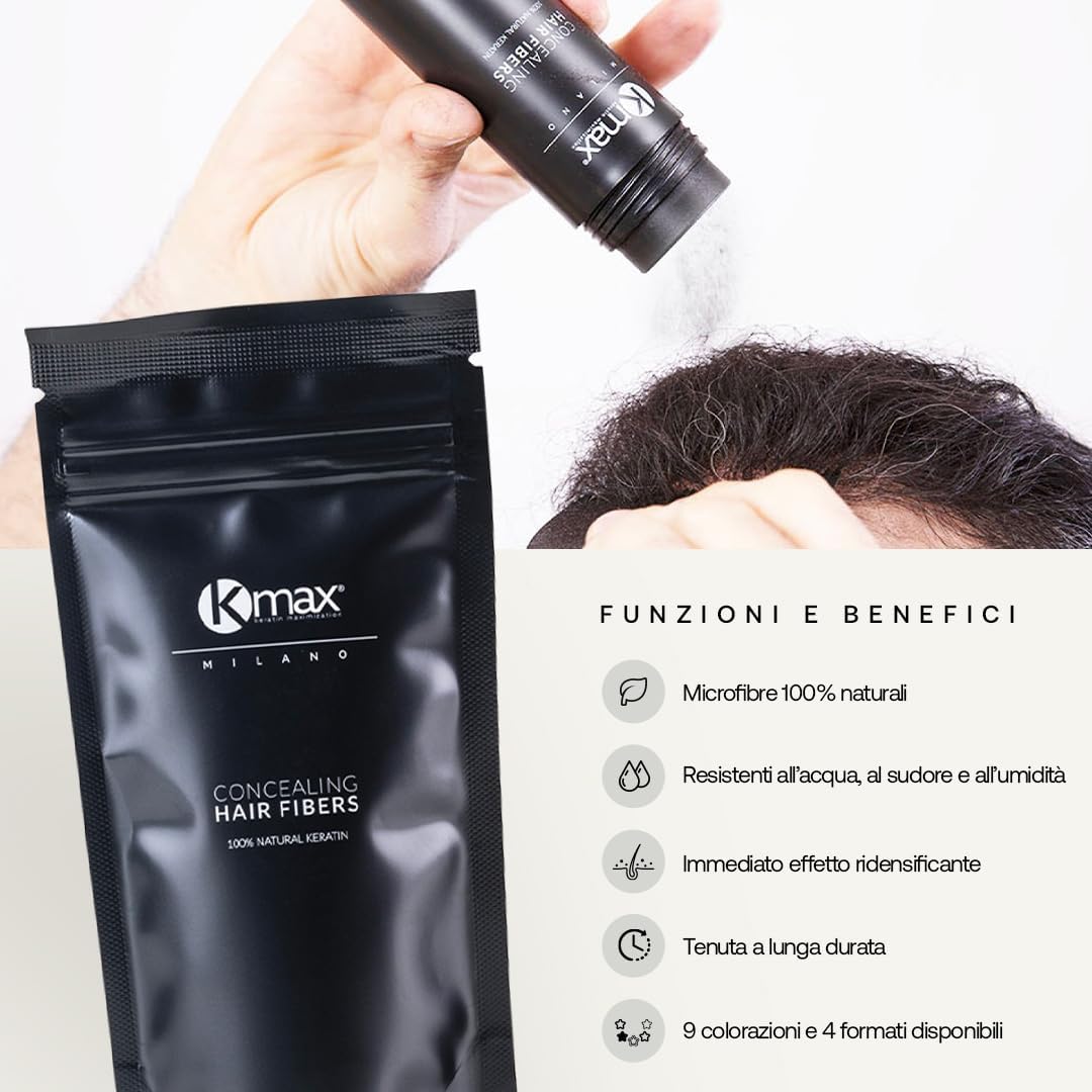Detalle de Kmax Fibre cheratina per capelli 64 g – Polvere volumizzante capelli naturale