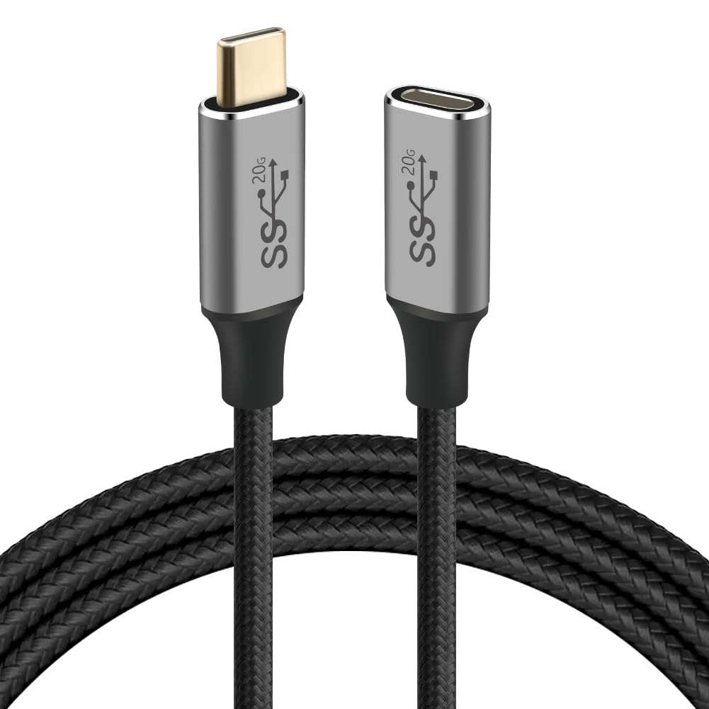 Detalle de AXFEE USB-C Extension Cable 2m: 20Gbps, 100W, 4K@60Hz, Type-C Male to Female