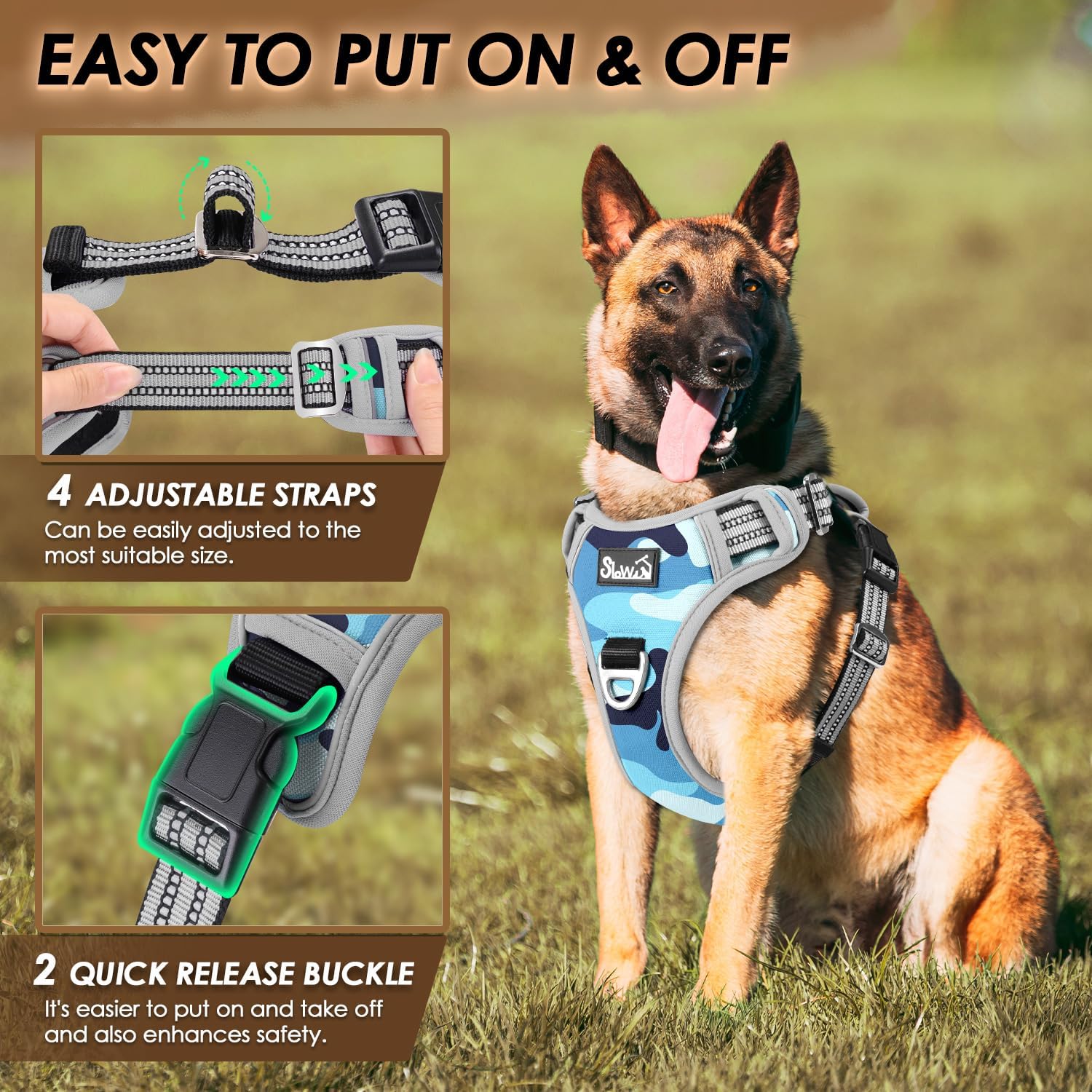 Thumbnail 6 de Eyein Medium Dog Harness with 2 Clips: Anti-Pull, Escape-Proof & Reflective