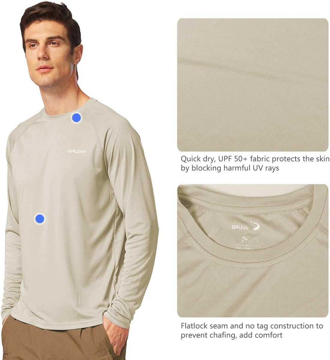 Thumbnail 2 de baleaf Men's UPF 50+ Sun Protection Long Sleeve Rash Guard
