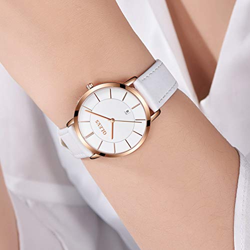 Detalle de OLEVS Ladies Quartz Watch: Ultra-Thin Minimalist Design with Leather Strap