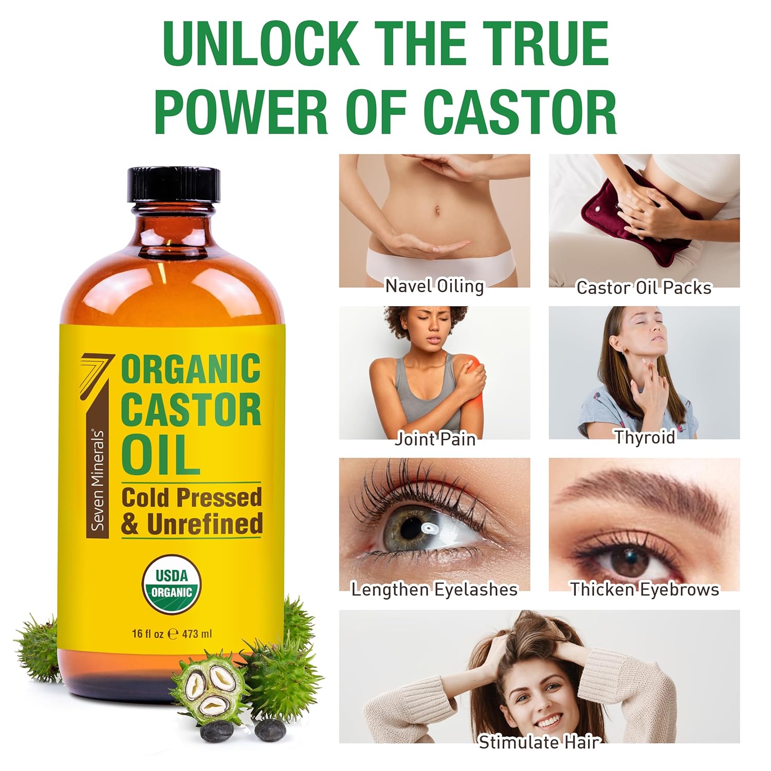Detalle 2 de Seven Minerals Castor Oil 16 fl oz bottle