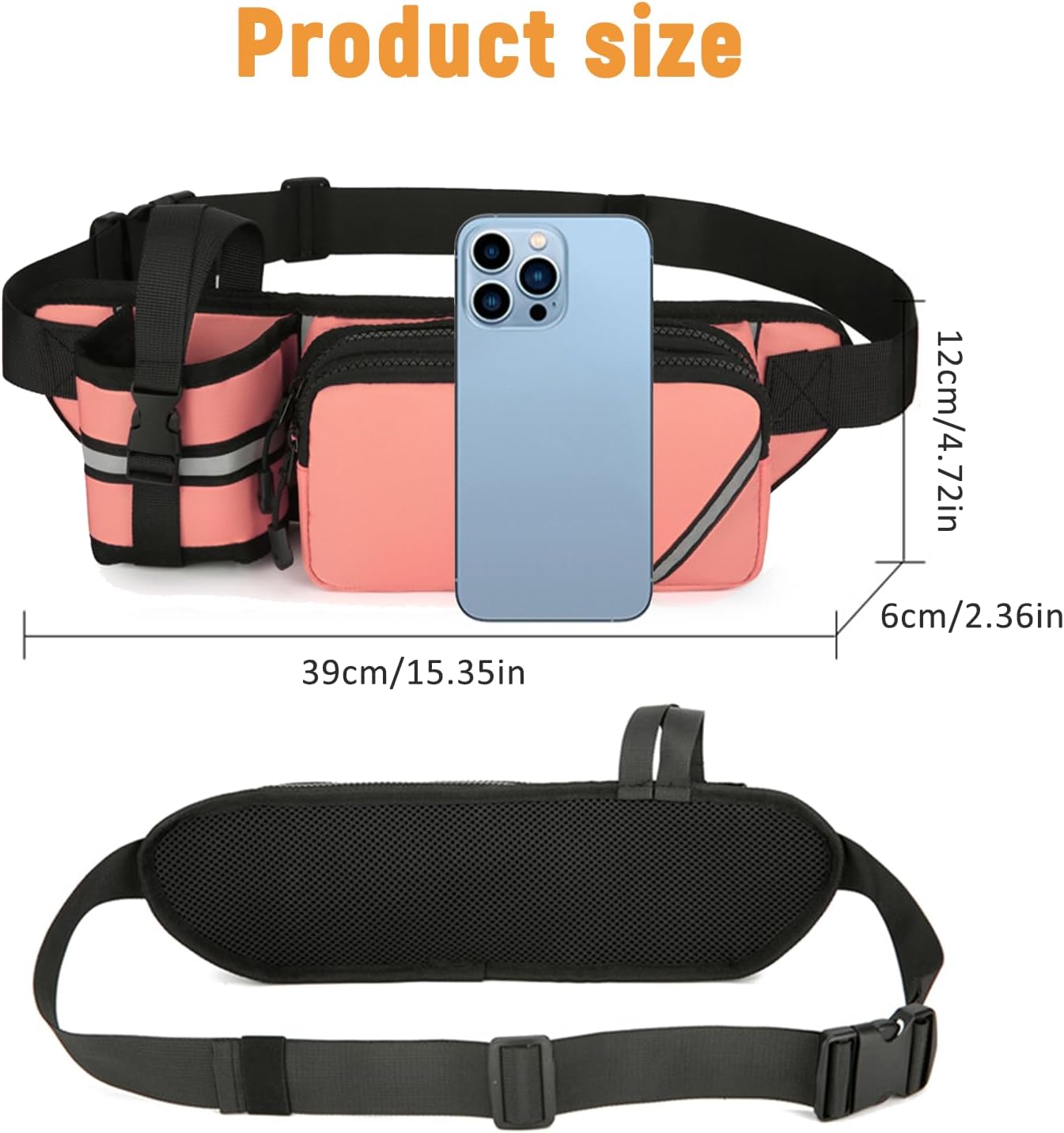 Thumbnail 1 de Esoes belt bag with bottle holder (adjustable sports hip bag) – Black