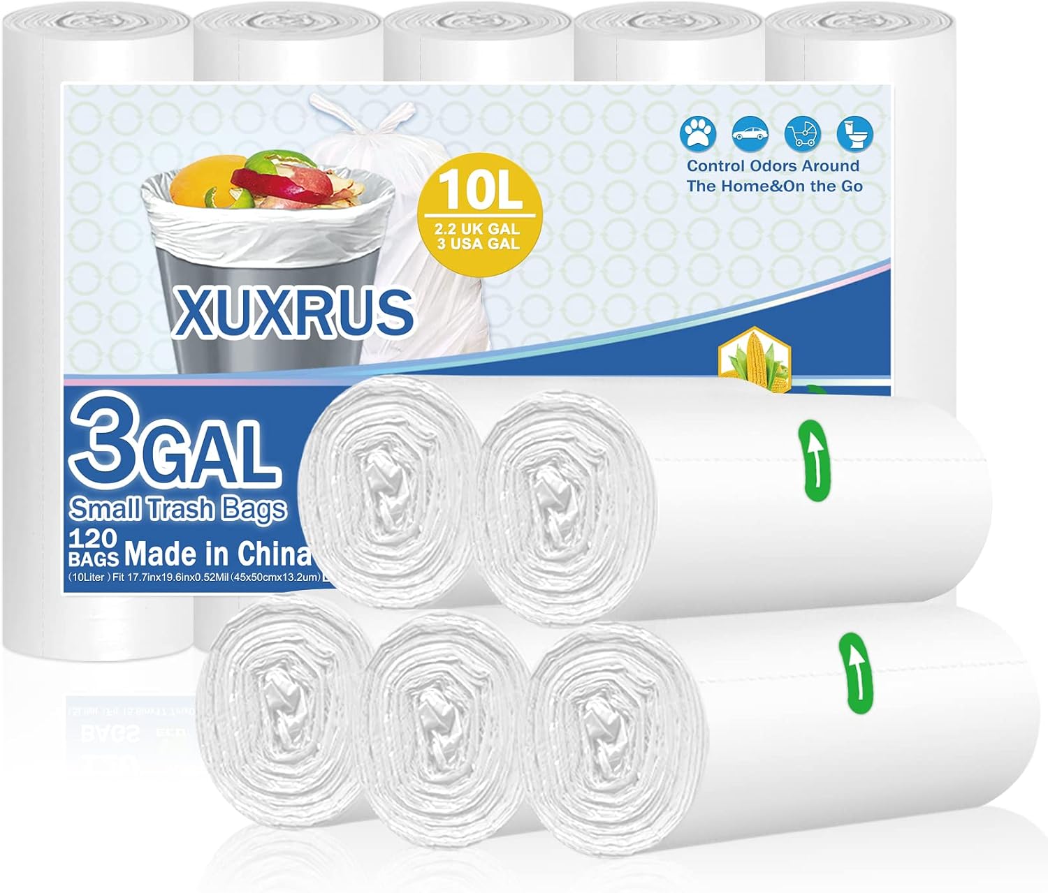 Detalle de XUXRUS 10L Small Trash Bin Bags 120 Pack