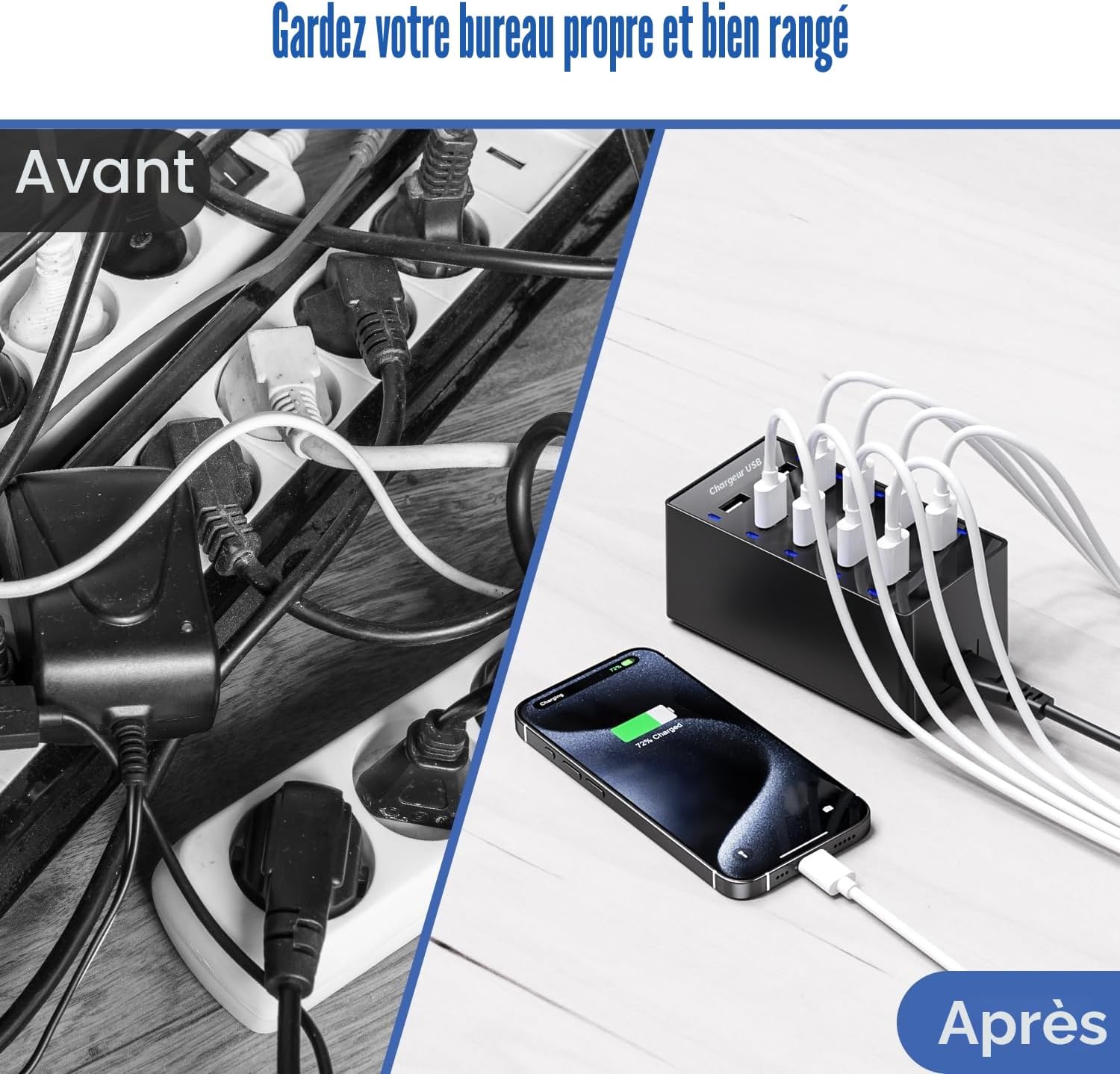 Thumbnail 5 de Chargeur MultiPorts 10 – Station USB de Bureau 50 W pour Smartphones, iPad et plus
