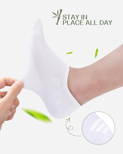 Detalle de Cirorld Bamboo No Show Socks for Men & Women, 6 Pairs – Non-Slip White (9-12)