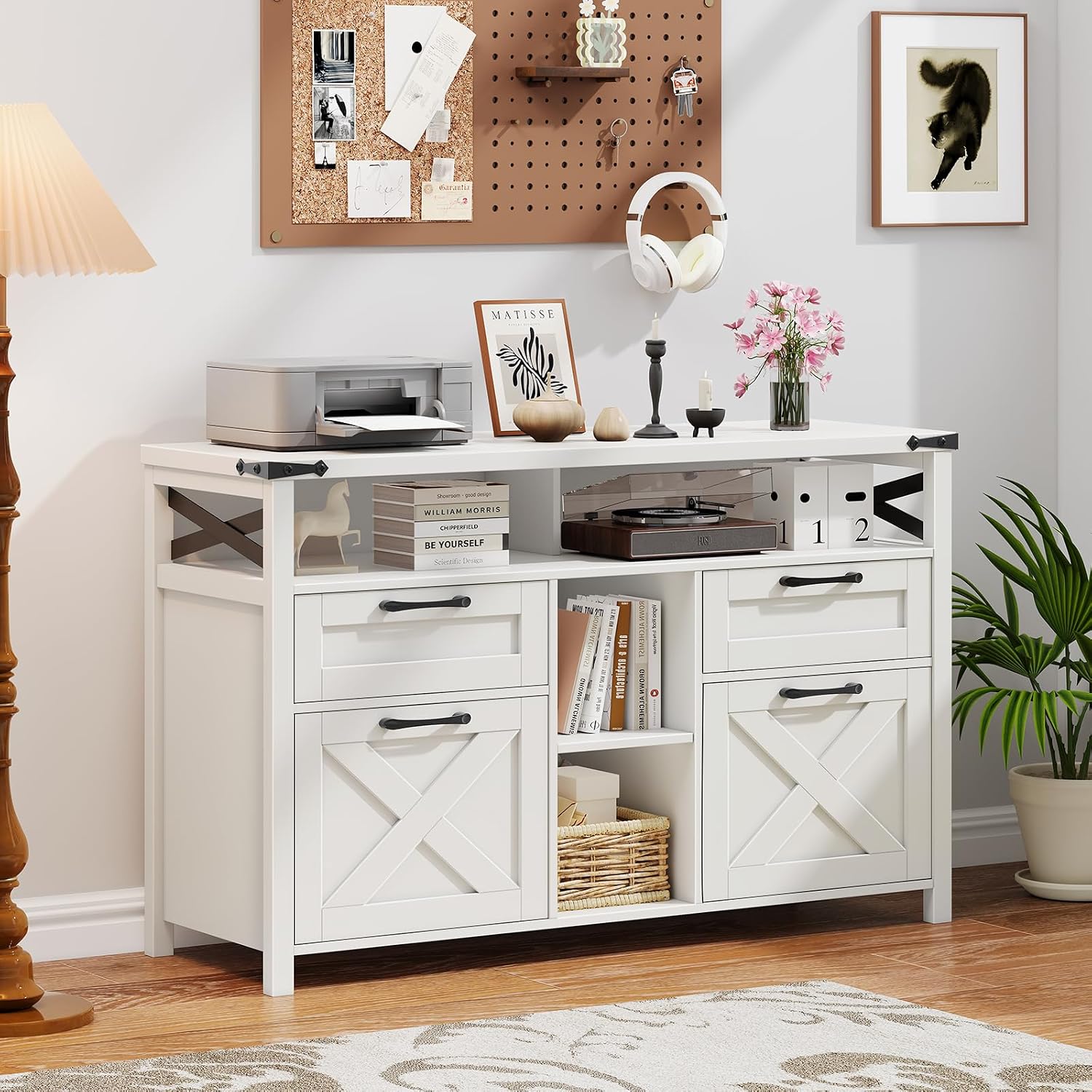Thumbnail 6 de Halitaa File Cabinet with Open Storage Shelf, 4 Drawers, Cream White