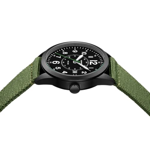 Detalle de LN LENQIN Orologio Uomo Militare Analogico Quarzo Impermeabile – 42 mm, cinturino in nylon
