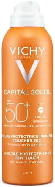 Detalle de Vichy Capital Soleil Brume Solaire Hydratante SPF50 – Visage et Corps, 200 ml