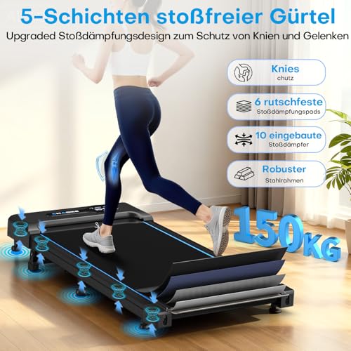Thumbnail 3 de CHAOKE Walking Pad: Schreibtisch-Laufband mit 9% Steigung, 2,75 PS leisem Motor und 150 kg Belastbarkeit