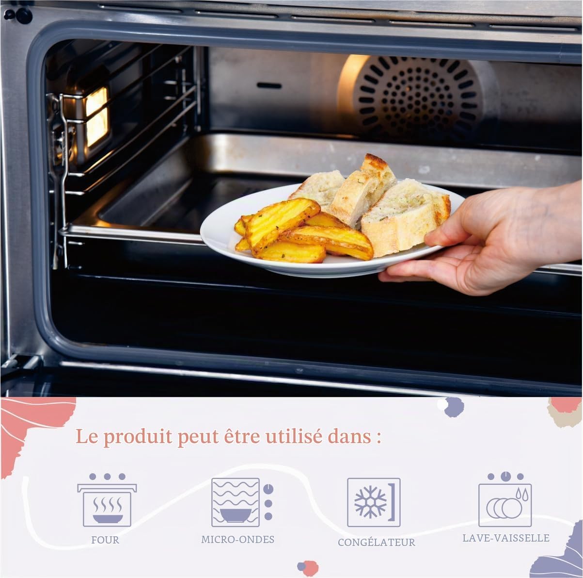 Detalle 1 de Miicol CLPP08 porseleinen saladeborden, 20,3 cm, wit, set van 6
