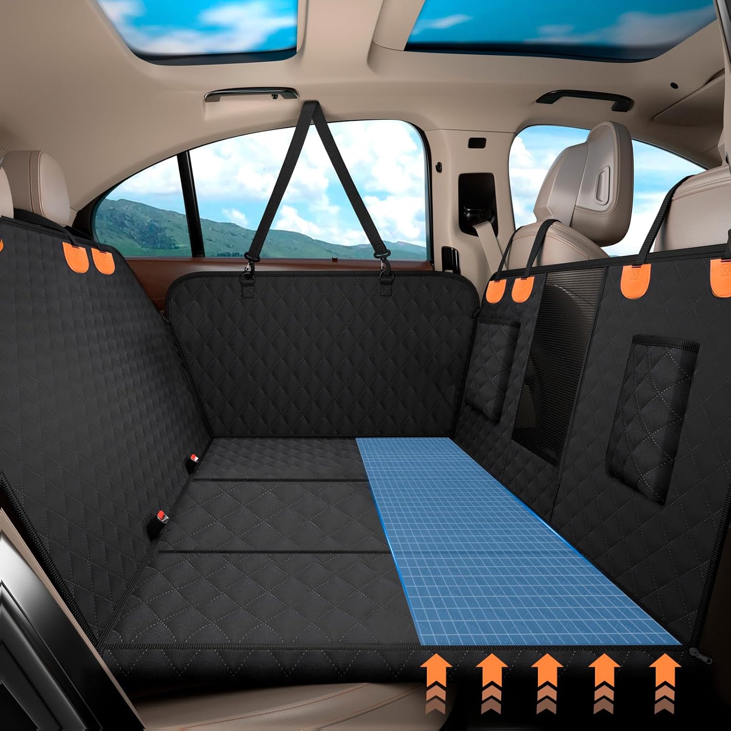Detalle de BMaoBBo Hundedecke Auto Rückbank 135x60 cm – wasserdicht, kratzfest und 300 Pfund Traglast