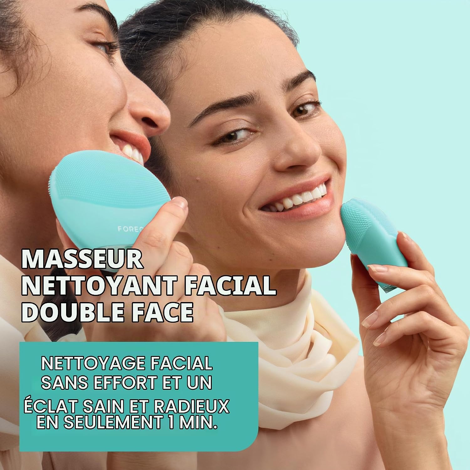Detalle 2 de FOREO LUNA 4 mini : brosse nettoyante et massante visage en Arctic Blue