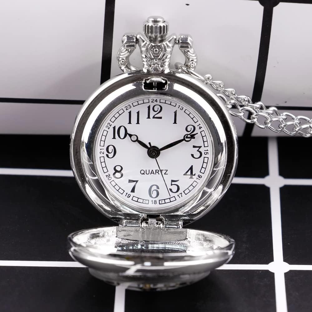 Detalle de Tiong Pocket Watch Hollow Tree of Life Design – Quartz Pocket Watch with Chain for Men and Women