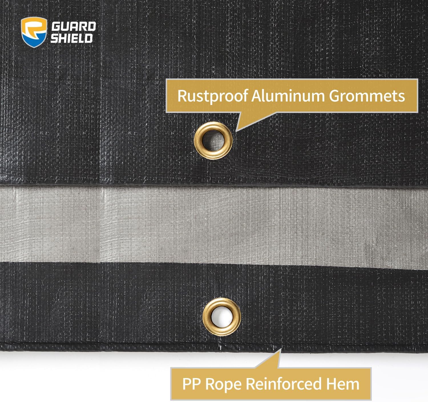 Thumbnail 3 de GUARD SHIELD Super Heavy Duty Black/Silver Tarp Cover (16x16 ft) 16mil Thick