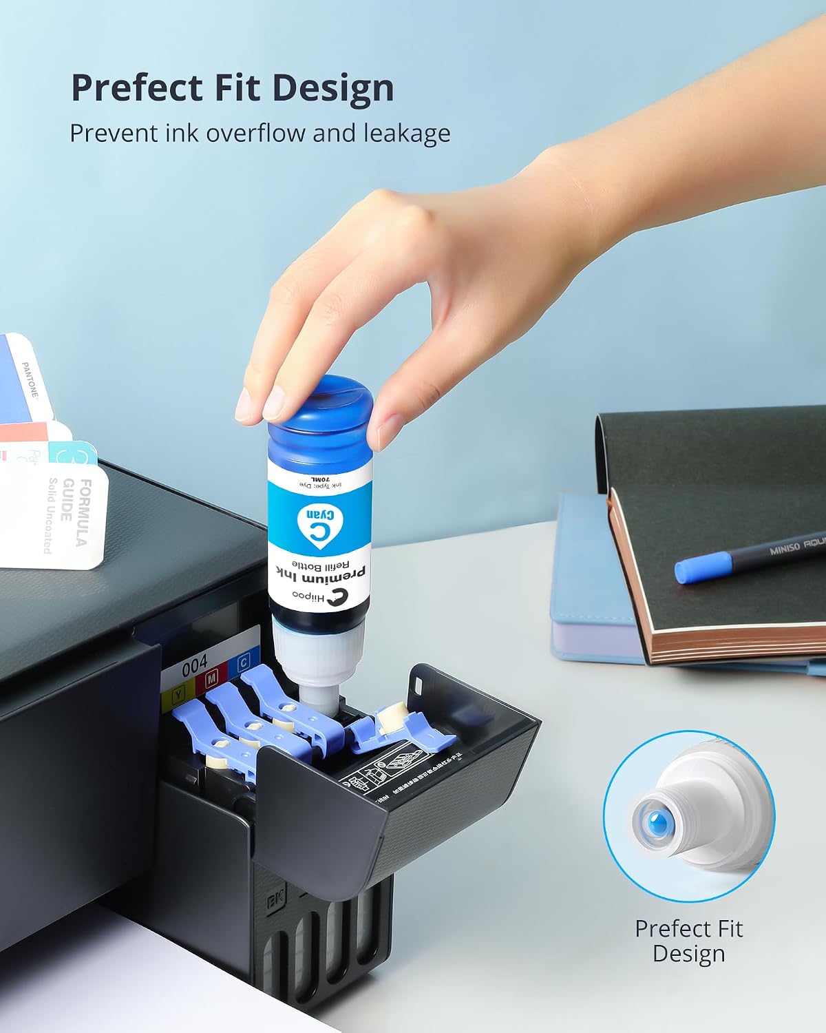 Detalle de Hiipoo T502 Refill Ink Bottles, 4-Colour Set for Epson EcoTank Printers