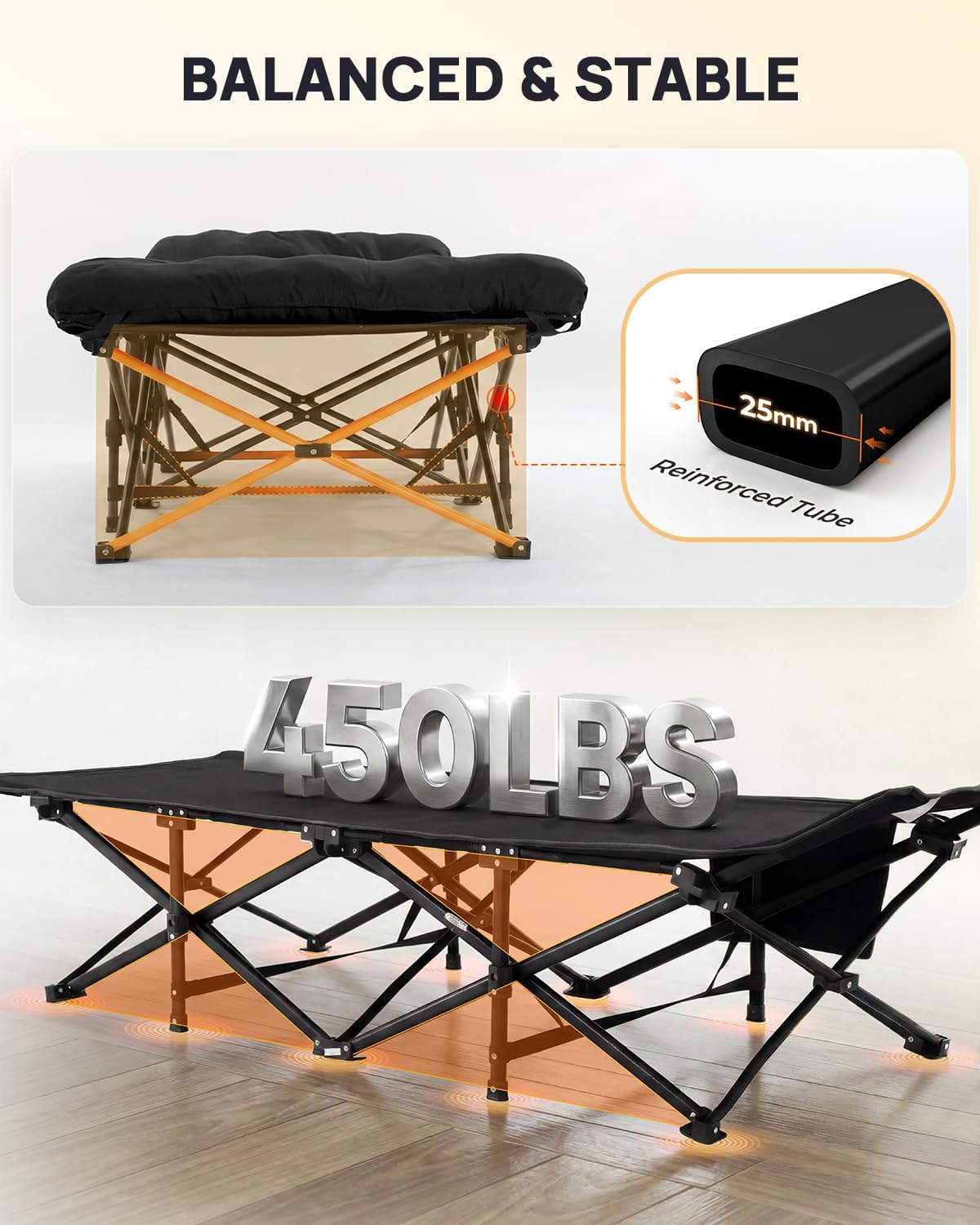 Thumbnail 2 de Sportneer Camp Beds for Adults with 1.5" Thick Mattress (28"/32" Extra Wide) – 450lbs Load, Folding Camping Bed