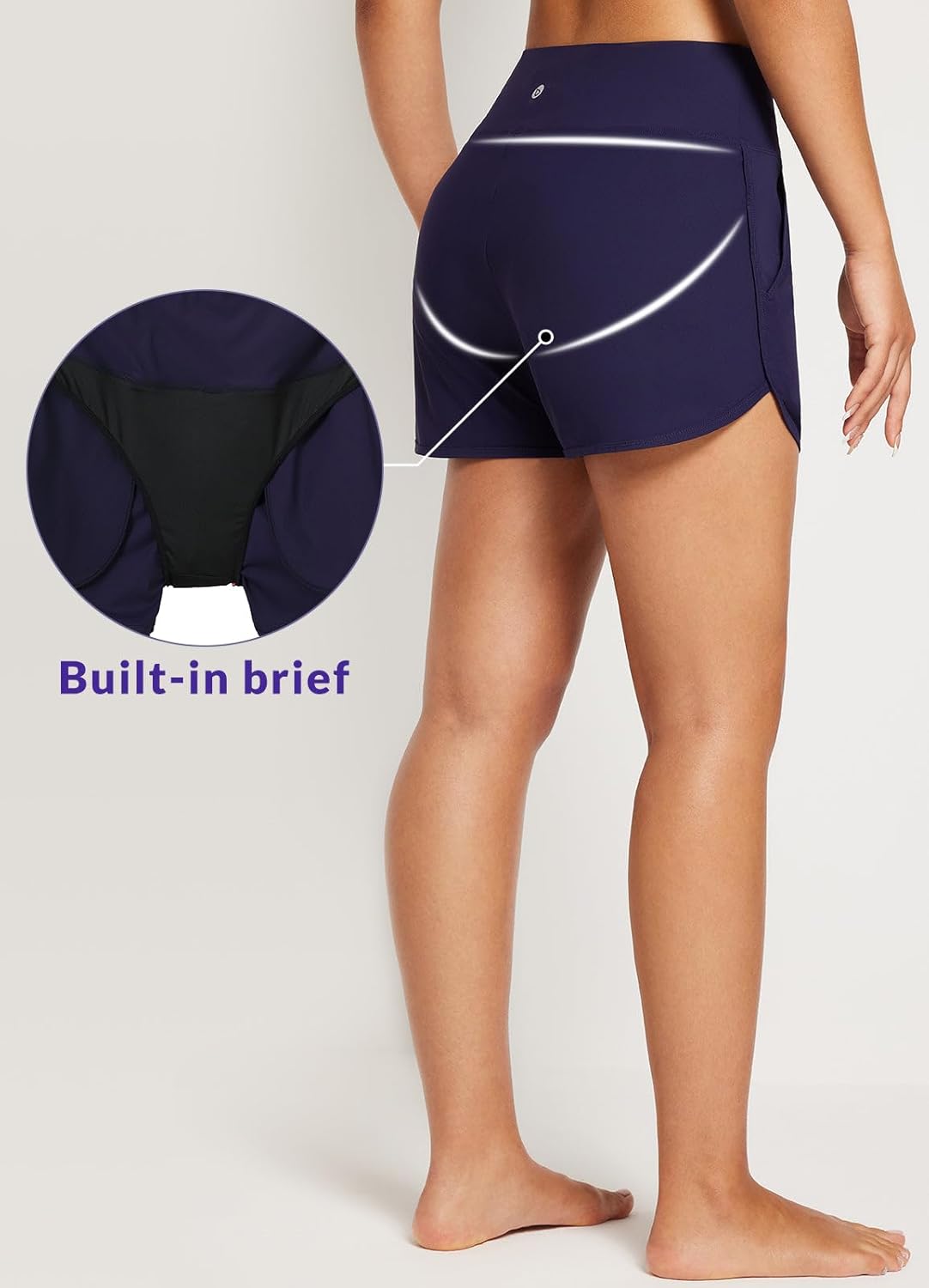 Detalle 2 de baleaf High Waisted Swim Board Shorts 7"