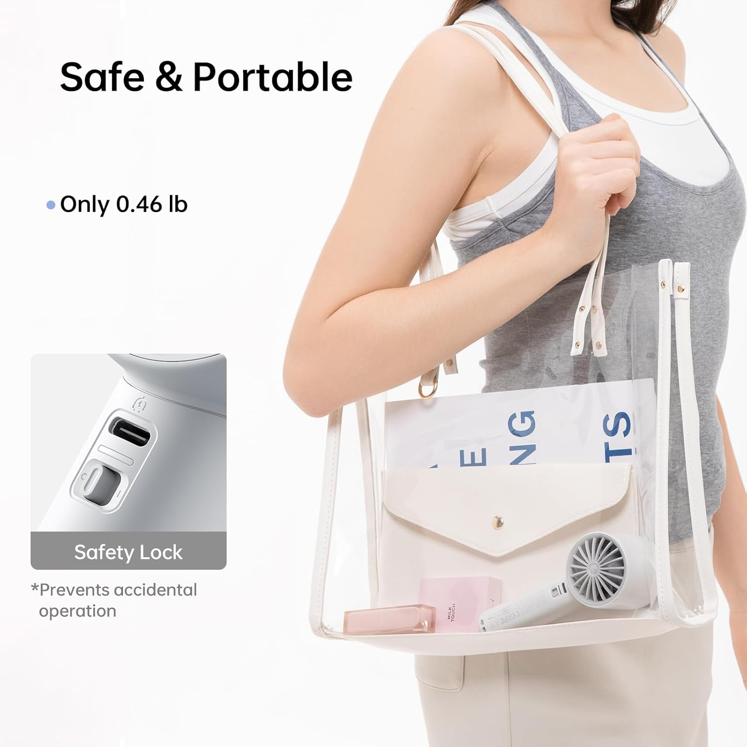Thumbnail 4 de JISULIFE Mini ventilatore portatile da 5000 mAh: potenza leggera per viaggio, trucco e outdoor