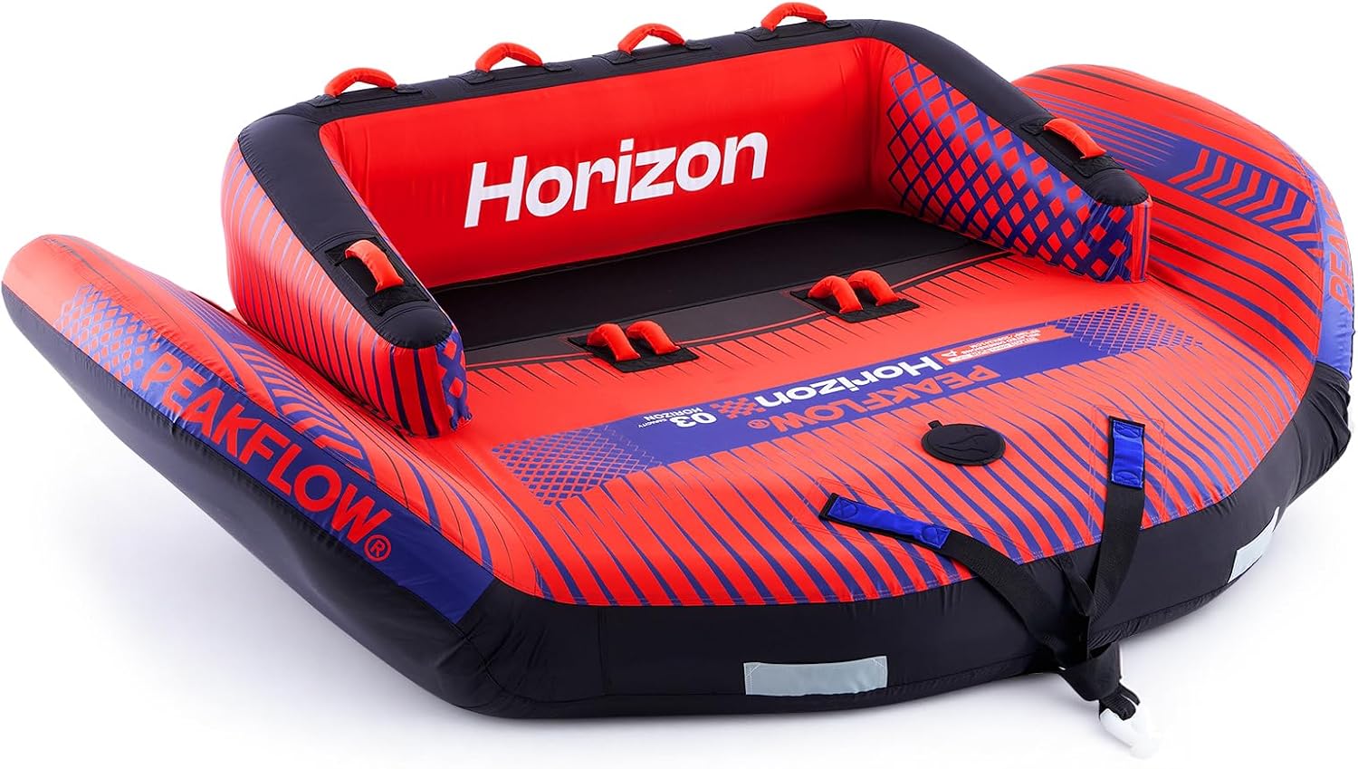 Detalle de PEAKFLOW Towable Tube: 1–3 Person, Premium PVC/840D Nylon Build, Dual Tow Points